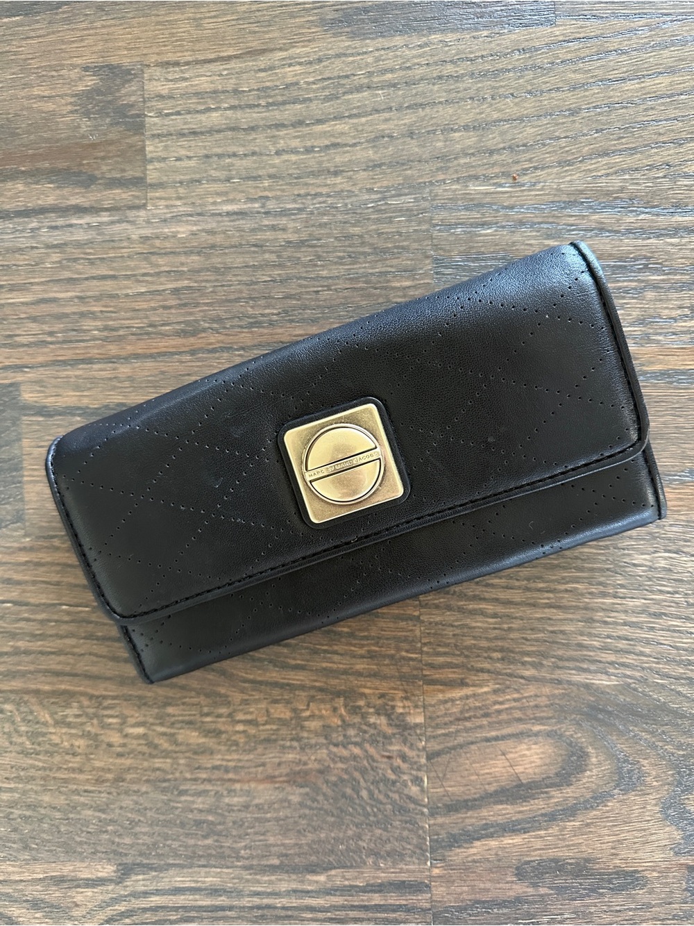 Marc Jacobs Black Quilted Wallet with Gold-Tone Turn Lock